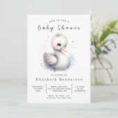Whimsy Custom Swan Baby shower Kaart (Staand voorkant)