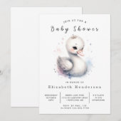 Whimsy Custom Swan Baby shower Kaart (Voorkant / Achterkant)