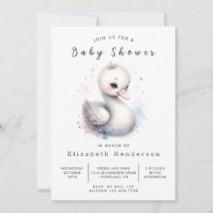 Whimsy Custom Swan Baby shower Kaart