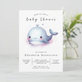 Whimsy Custom Whale Baby shower Kaart (Staand voorkant)