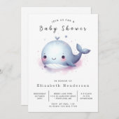 Whimsy Custom Whale Baby shower Kaart (Voorkant / Achterkant)