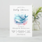 Whimsy Custom Whale Baby shower Kaart (Staand voorkant)