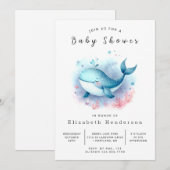 Whimsy Custom Whale Baby shower Kaart (Voorkant / Achterkant)
