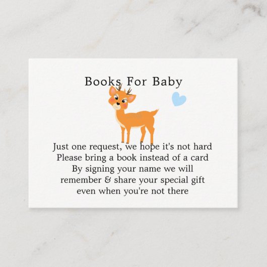 Whimsy Deer Hearts Winter Baby shower Boek Verzoek Informatiekaartje (Voorkant)