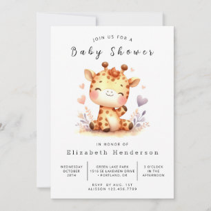 Whimsy Digital Giraffe Baby shower Kaart