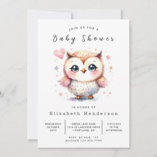 Whimsy Digital Owl-Baby shower Kaart (Voorkant)