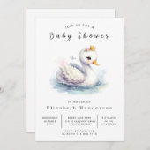 Whimsy Digital Swan-Baby shower Kaart (Voorkant / Achterkant)