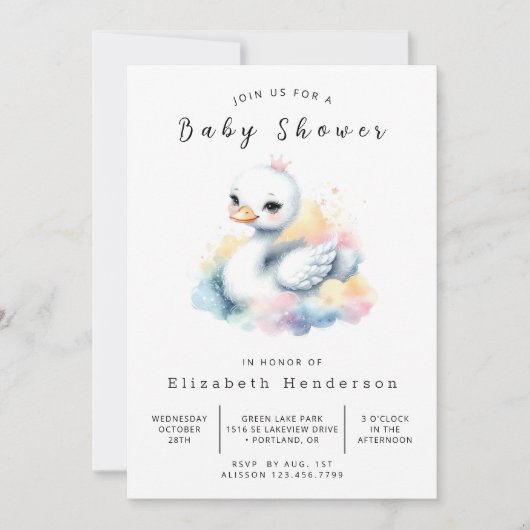 Whimsy Digital Swan-Baby shower Kaart (Voorkant)