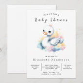 Whimsy Digital Swan-Baby shower Kaart (Voorkant / Achterkant)