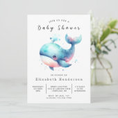 Whimsy Digital Whale-Baby shower Kaart (Staand voorkant)