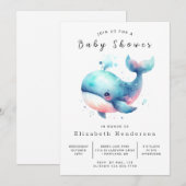 Whimsy Digital Whale-Baby shower Kaart (Voorkant / Achterkant)