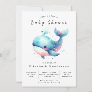 Whimsy Digital Whale-Baby shower Kaart