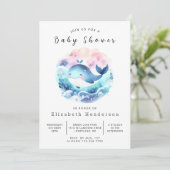 Whimsy Digital Whale-Baby shower Kaart (Staand voorkant)
