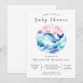 Whimsy Digital Whale-Baby shower Kaart (Voorkant / Achterkant)