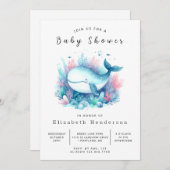 Whimsy Digital Whale-Baby shower Kaart (Voorkant / Achterkant)