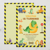 Whimsy Dinosaurus Bouw 9e Verjaardagsfeestje Kaart (Voorkant / Achterkant)