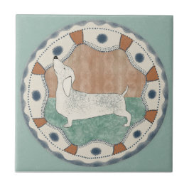 Whimsy Dog Mint Blauwe Terracotta Teal Aqua Tegeltje