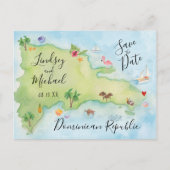 Whimsy Dominicaanse Republiek Kaart Save the Date (Voorkant)