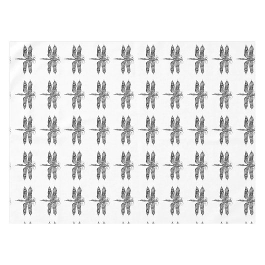 Whimsy Dragonfly Doodle Art Tafelkleed (Voorkant (Horizontaal))