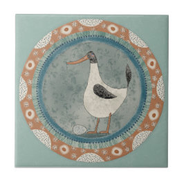 Whimsy Duck Mint Blue Terracotta Teal Aqua Tegeltje