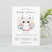 Whimsy Editable Owl Baby shower Kaart (Staand voorkant)