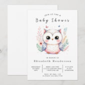 Whimsy Editable Owl Baby shower Kaart (Voorkant / Achterkant)