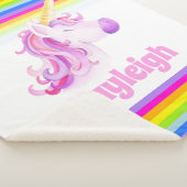 Whimsy eenhoorn regenboog kinder aangepaste naam sherpa deken (3/4)