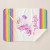 Whimsy eenhoorn regenboog kinder aangepaste naam sherpa deken (Voorkant (horizontaal))