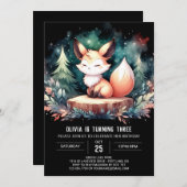 Whimsy Elegant Fox Verjaardag digitaal Kaart (Voorkant / Achterkant)