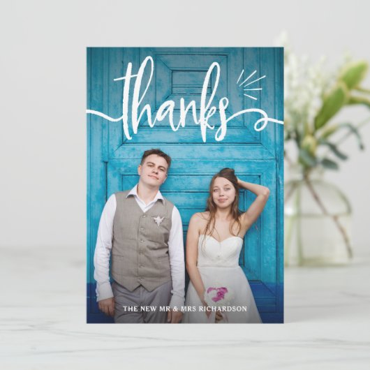 Whimsy en Charm | Twee foto-bruiloft Dank u Bedankkaart (Staand voorkant)