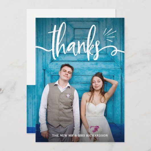 Whimsy en Charm | Twee foto-bruiloft Dank u Bedankkaart (Voorkant / Achterkant)