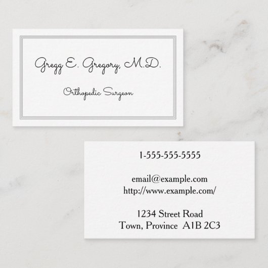 Whimsy en Plain Orthopedisch Chirurg Visitekaartje (Voorkant / Achterkant)