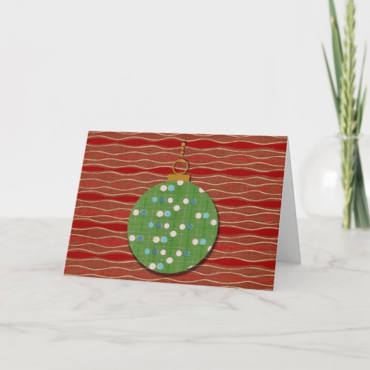 Whimsy en Retro Kerstversiering Kaart (Voorkant)