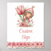 Whimsy Fairy Girl Blush Floral Birthday Custom Sig Poster (Voorkant)