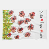 Whimsy Faith Hope en Love Poppies Keuken Handdoek (Horizontaal)