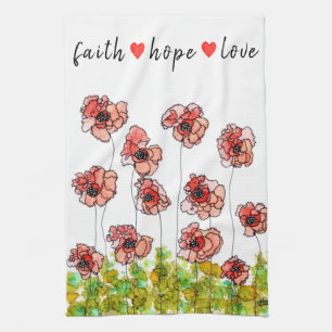 Whimsy Faith Hope en Love Poppies Keuken Handdoek