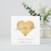 Whimsy Faux Gold Heart slaat de datum op Save The Date (Staand voorkant)