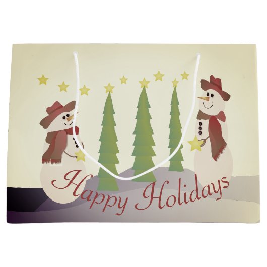 Whimsy feestelijke sneeuwpop groot cadeauzakje (Voorkant)