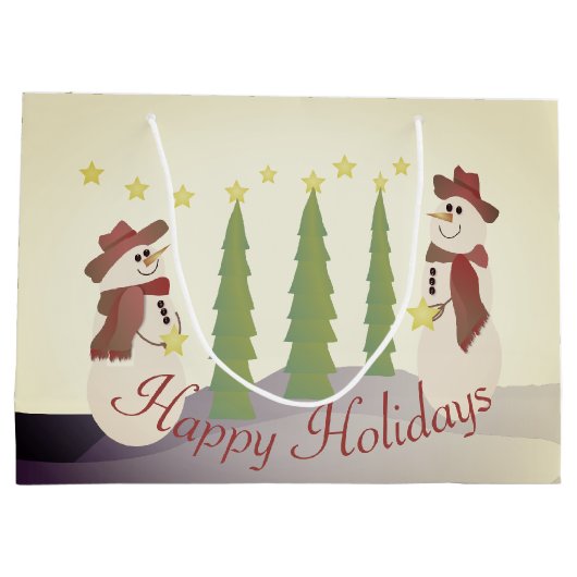 Whimsy feestelijke sneeuwpop groot cadeauzakje (Achterkant)