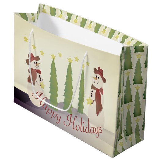 Whimsy feestelijke sneeuwpop groot cadeauzakje (Voorkant Gekanteld)