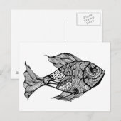 Whimsy Fish Doodle Art Briefkaart (Voorkant / Achterkant)