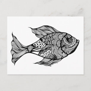 Whimsy Fish Doodle Art Briefkaart