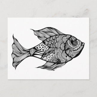 Whimsy Fish Doodle Art Briefkaart
