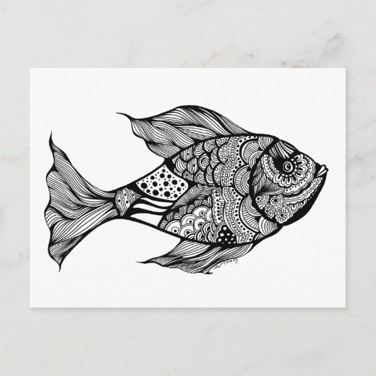 Whimsy Fish Doodle Art Briefkaart (Voorkant)