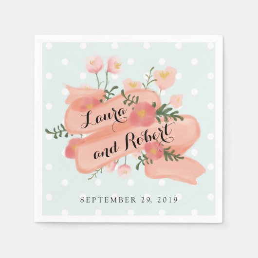 Whimsy Floral Banner Custom Wedding Servet (Voorkant)