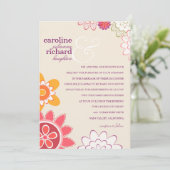 Whimsy floral bruiloft kaart (Staand voorkant)