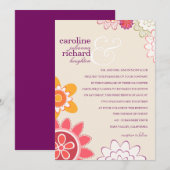 Whimsy floral bruiloft kaart (Voorkant / Achterkant)