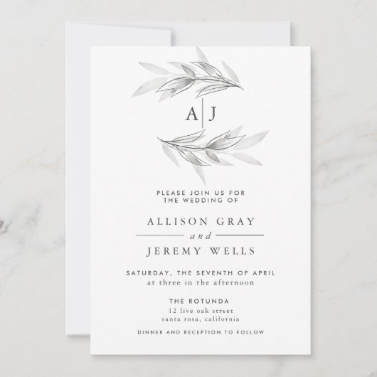 Whimsy Floral bruiloft uitnodiging (Voorkant)