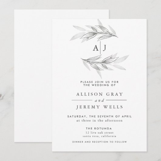 Whimsy Floral bruiloft uitnodiging (Voorkant / Achterkant)