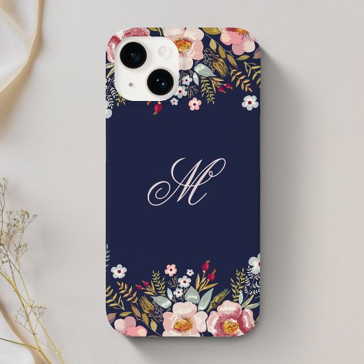 Whimsy Floral Monogram Navy Case-Mate iPhone Case